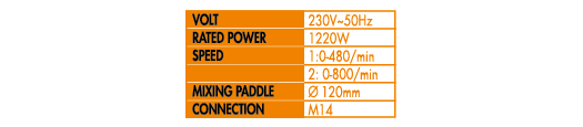 Dati tecnici Mixer 1.60